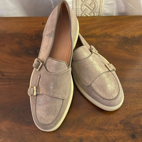 NEW Santoni
Avocado Metallic Suede Loafers w/ Double-Monk Strap - Picture 1 of 5